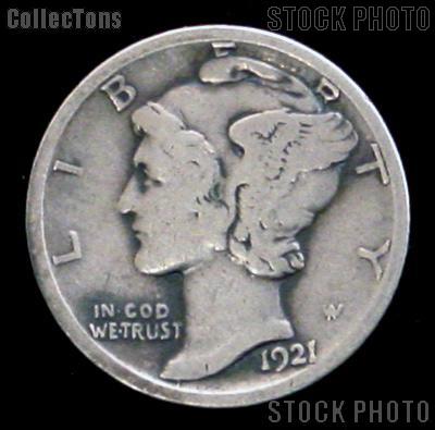 1921-D Mercury Silver Dime KEY DATE 1921 Mercury Dime Circ Coin G 4 or Better