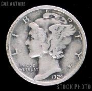 1924 Mercury Silver Dime 1924 Mercury Dime Circ Coin G 4 or Better