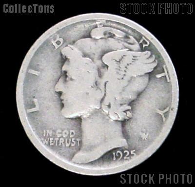 1925-S Mercury Silver Dime 1925 Mercury Dime Circ Coin G 4 or Better