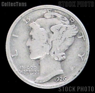 1926 Mercury Silver Dime 1926 Mercury Dime Circ Coin G 4 or Better