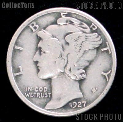 1927-S Mercury Silver Dime 1927 Mercury Dime Circ Coin G 4 or Better