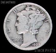1929-D Mercury Silver Dime 1929 Mercury Dime Circ Coin G 4 or Better