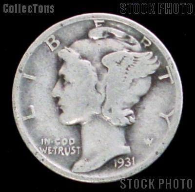 1931 Mercury Silver Dime 1931 Mercury Dime Circ Coin G 4 or Better