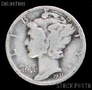 1931 Mercury Silver Dime 1931 Mercury Dime Circ Coin G 4 or Better
