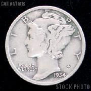 1934 Mercury Silver Dime 1934 Mercury Dime Circ Coin G 4 or Better