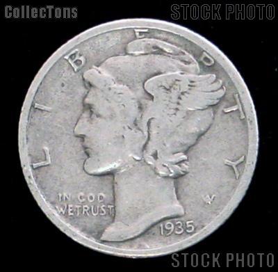 1935 Mercury Silver Dime 1935 Mercury Dime Circ Coin G 4 or Better