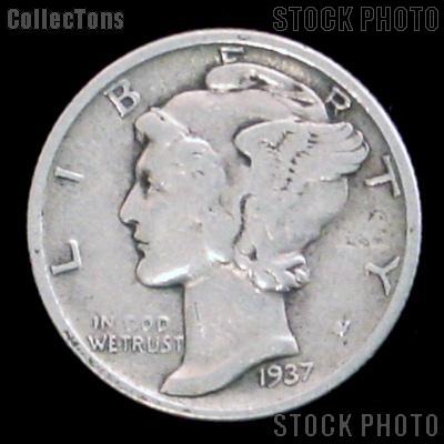 1937-S Mercury Silver Dime 1937 Mercury Dime Circ Coin G 4 or Better