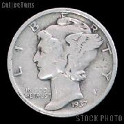 1937-D Mercury Silver Dime 1937 Mercury Dime Circ Coin G 4 or Better