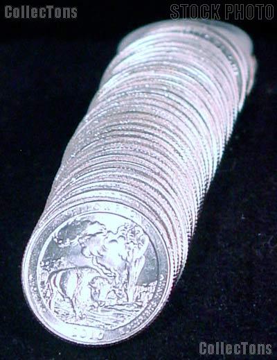 2010-P Wyoming Yellowstone National Park Quarters Roll 40 Coins GEM BU America the Beautiful