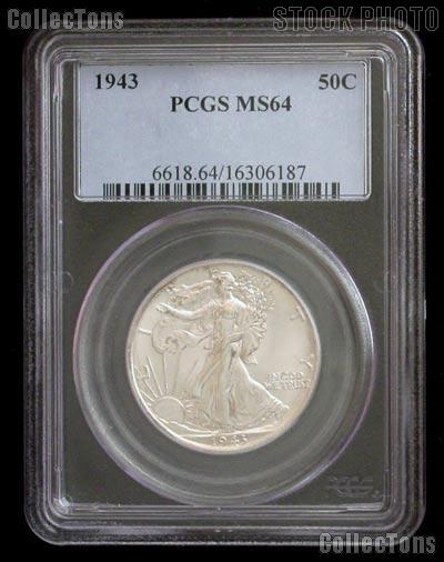 1943 Walking Liberty Silver Half Dollar in PCGS MS 64