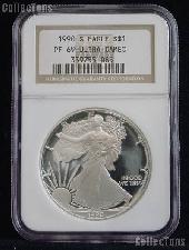 1990-S American Silver Eagle Dollar PROOF in NGC PF 69 ULTRA CAMEO