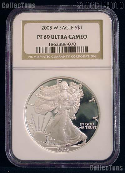 2005-W American Silver Eagle Dollar PROOF in NGC PF 69 ULTRA CAMEO