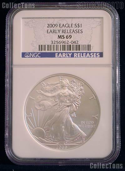 2009 American Silver Eagle Dollar EARLY RELEASES in NGC MS 69