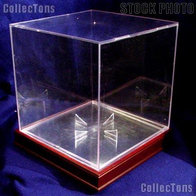 Basketball Display Case w/ Wood Stand by BCW BallQube Wood Base with Basketball Holder