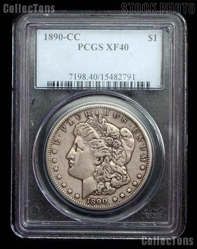 1890-CC Morgan Silver Dollar in PCGS XF 40