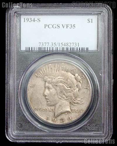 1934-S Peace Silver Dollar KET DATE in PCGS VF 35
