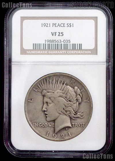 1921 Peace Silver Dollar High Relief in NGC VF 25