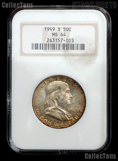 1949-S Franklin Silver Half Dollar KEY DATE in NGC MS 64