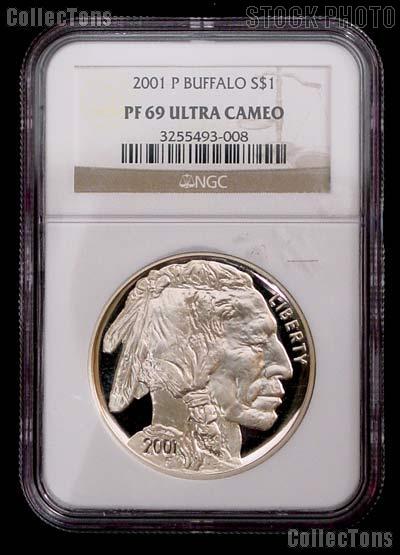2001-P American Buffalo Commemorative Silver Dollar in NGC PF 69 Ultra Cameo
