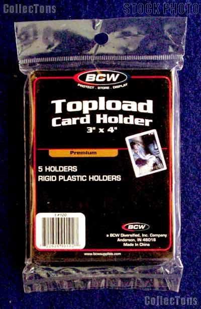 Sports Card Holders by BCW 5 Pack 3x4 Premium Topload Trading Card Holder