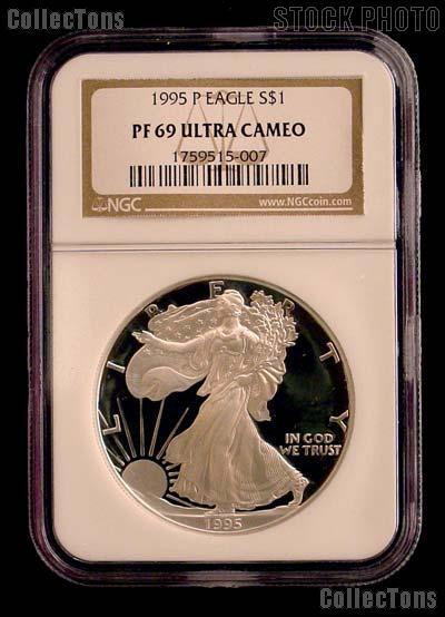1995-P American Silver Eagle Dollar PROOF in NGC PF 69 ULTRA CAMEO