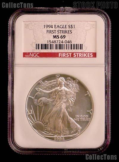 1994 American Silver Eagle Dollar FIRST STRIKES in NGC MS 69