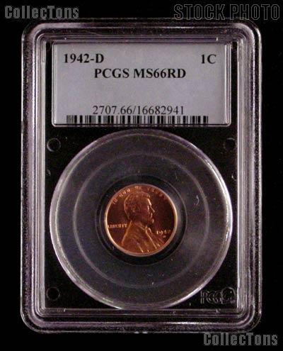 1942-D Lincoln Wheat Cent in PCGS MS 66 RD