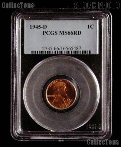 1945-D Lincoln Wheat Cent in PCGS MS 66 RD