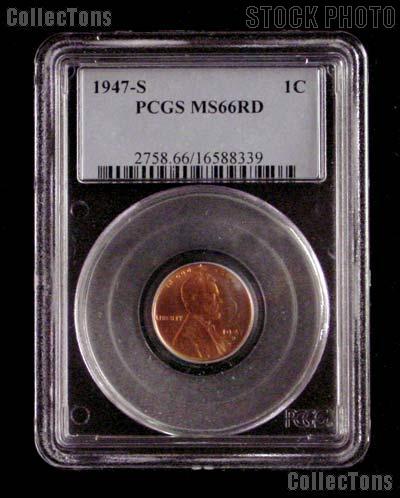 1947-S Lincoln Wheat Cent in PCGS MS 66 RD