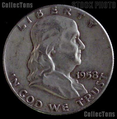 1958-D Franklin Half Dollar Silver Coin 1958 Half Dollar Coin