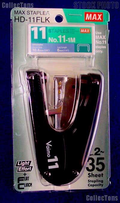 Heavy Duty Stapler Flat Clinch Hand Held Palm Size by MAX for No.11 Staples