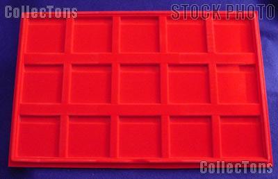 Coin Show Tray 2.5x2.5 for 15 Coin Holders Red Coin Display Tray