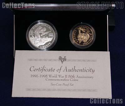 1991-1995 World War II 50th Anniversary Commemorative 2 Coin Proof Set
