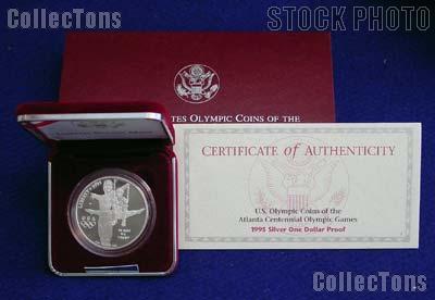 1995-P Atlanta Olympic Games Centennial Gymnast Proof Silver Dollar