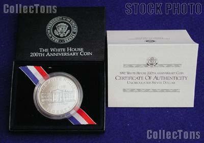 1992-D White House 200th Anniversary Commemorative Uncirculated (BU) Silver Dollar