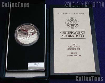 1991-P Korean War Memorial Commemorative Proof Silver Dollar