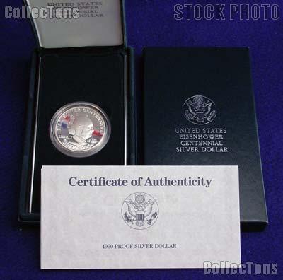 1990-P Eisenhower Centennial Commemorative Proof Silver Dollar