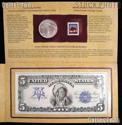 2001 American Buffalo Coin and Currency Set w/ Buffalo Uncirculated (BU) Silver Dollar