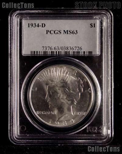 1934-D Peace Silver Dollar in PCGS MS 63