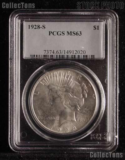 1928-S Peace Silver Dollar in PCGS MS 63