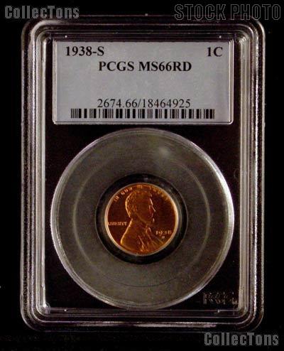 1938-S Lincoln Wheat Cent in PCGS MS 66 RD (Red)