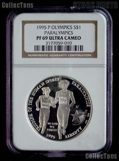 1995-P Atlanta Olympics Paralympics Blind Runner Commemorative Proof Silver Dollar in NGC PF 69 Ultra Cameo