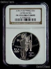 1995-P Gymnastics Atlanta XXVI Olympic Games Silver Dollar Coin in NGC PF 69 Ultra Cameo