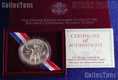 1996-D Atlanta Olympic Games Paralympics Wheelchair Athlete Uncirculated Silver Dollar