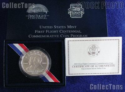 2003-P First Flight Centennial Commemorative Uncirculated (BU) Silver Dollar