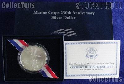 2005-P Marine Corps 230th Anniversary Commemorative Uncirculated (BU) Silver Dollar