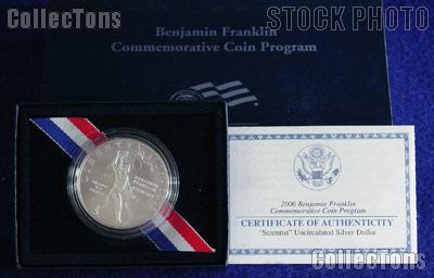 2006-P Benjamin Franklin "Scientist" Commemorative Uncirculated (BU) Silver Dollar