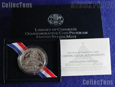 2000-P Library of Congress Commemorative Uncirculated (BU) Silver Dollar
