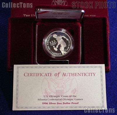 1996-P Atlanta Olympic Games Centennial Tennis Proof Silver Dollar