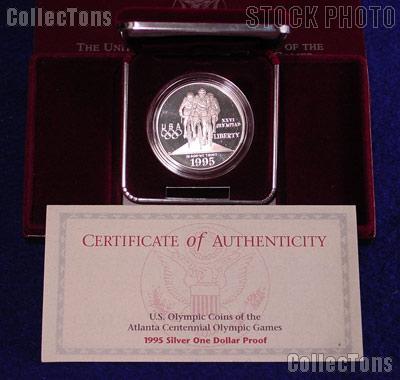 1995-P Atlanta Olympic Games Centennial Cycling Proof Silver Dollar